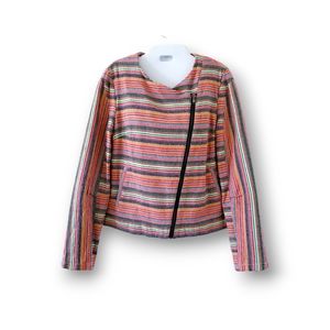 BCNU | Colorful Boho SW Striped Moto Style Jacket (SIZE L)